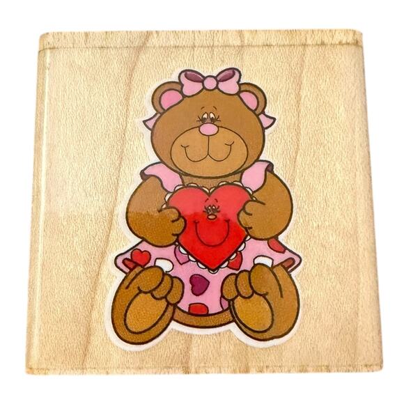 Carson Dellosa Sweetheart Bear Holding A Heart Rubber Stamp - Picture 1 of 3